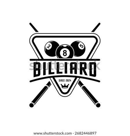 Billiards logo, stick vector, Sport labels for poolroom, Billiards club logo