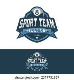 Billiards logo vector design, sports badge template. Vector illustration