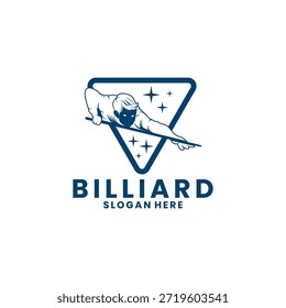 Billiards man with triangle logo design vector template, Billiards Player logo design vector icon