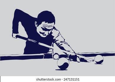 Billiards Man Vector Illustration