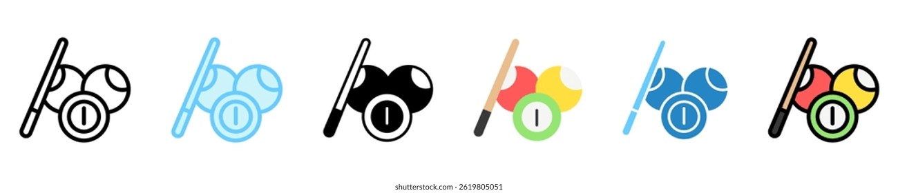 Billiards multi style, mini illustration icon. use for modern concept, print, UI, UX kit, web and app development. Vector EPS 10, related to entertainment, festival, funfair and hobbies