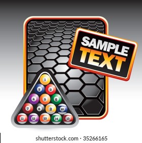 billiards on black hexagon background
