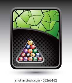 billiards on cracked green background