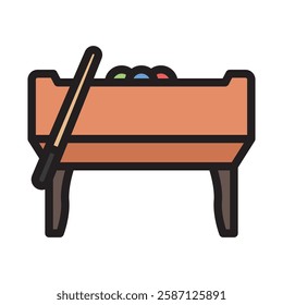 Billiards outline color, mini illustration icon. use for modern concept, print, UI, UX kit, web and app development. Vector EPS 10, related to entertainment, festival, funfair and hobbies.