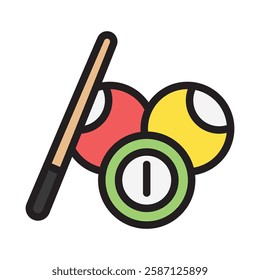 Billiards outline color, mini illustration icon. use for modern concept, print, UI, UX kit, web and app development. Vector EPS 10, related to entertainment, festival, funfair and hobbies.