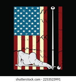 Billiards Pool American Us Flag funny t-shirt design