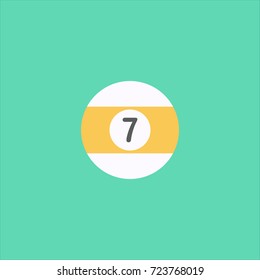 Billiards  pool ball no 7  background green colour