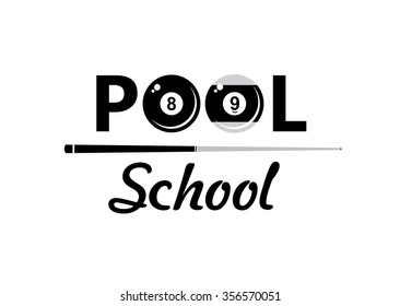 Billiards. Pool school. Vector illustration.