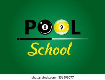 Billiards. Pool school. Vector illustration.