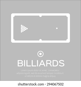 Billiards, pool, snooker game. Balls triangle on table. Vector illustration.