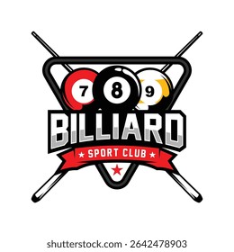 Billiards or Poolroom logo, stick vector, Billiards club logo template design
