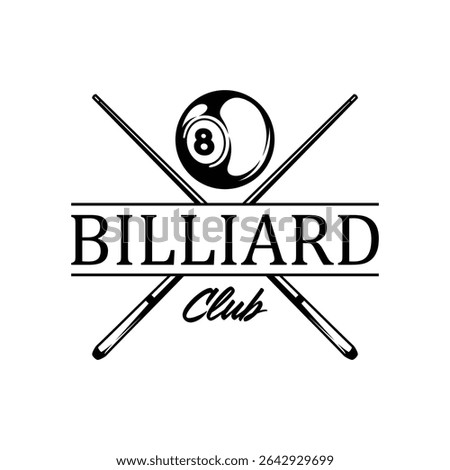 Billiards or Poolroom logo, stick vector, Billiards club logo template design