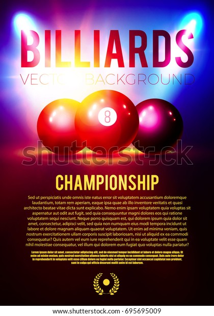 Billiards Poster Design Template Balls Spotlights Stock Vector Royalty