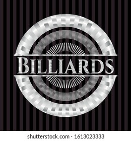 Billiards silver emblem or badge. Vector Illustration. Mosaic.