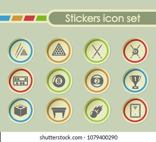 billiards simple vector icons on round stickers