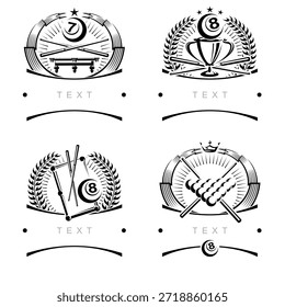 Billiards and snooker labels and icon set. Collection icons billiard. Vector