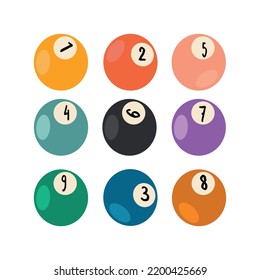 Billiards Sport Game Tournament Or Snooker Competition Banner Of Colorful Pool Ball With Numbers. Vector.