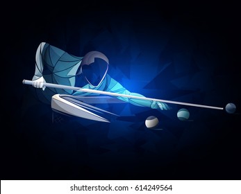 billiards styled athlete blue, vector