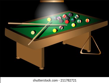 billiards table and billiards ball