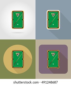 billiards table flat icons vector illustration isolated on background
