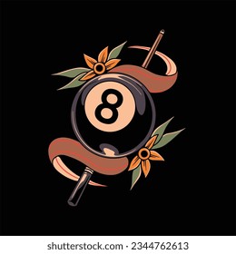 billiards tattoo illustration vector design