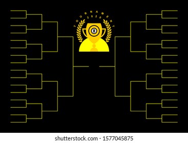 Billiards tournament bracket with cup and wreath laurel template design