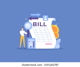 billing analyst and billing specialist. Process customer payments and issue invoices. Helping customers and making reports about billing. occupation and profession. concept illustration designs