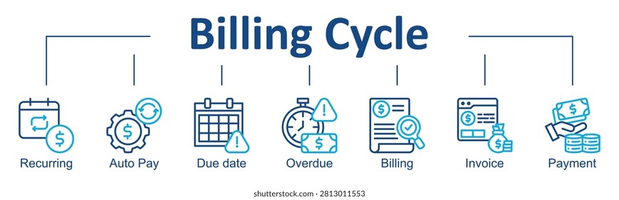 Billing Cycle banner web line color style icon vector illustration concept with icon of