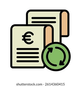 Billing Cycle mini illustration colored outline icon, use for taxation, economy, business, finance, UI, UX kit, app and web development, digital or print.,