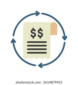 Billing Cycle mini illustration flat color icon, use for taxation, economy, business, finance, UI, UX kit, app and web development, digital or print.