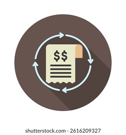 Billing Cycle mini illustration rounded color icon, use for taxation, economy, business, finance, UI, UX kit, app and web development, digital or print.