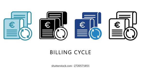 Icono de estilo múltiple de Ciclo de facturación. Mini Ilustración Relacionada Con La Fiscalidad, Informe Financiero. Uso Para El Concepto Moderno, Ui, Web Ux Y Desarrollo De App.