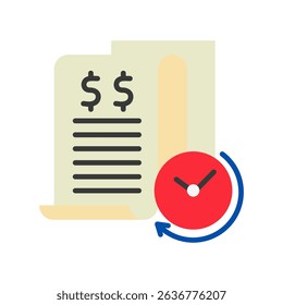Billing History flat color, mini illustration icon. use for modern concept, print, UI, UX kit, web and app development. Vector related to account management, ecommerce, banking and finance.