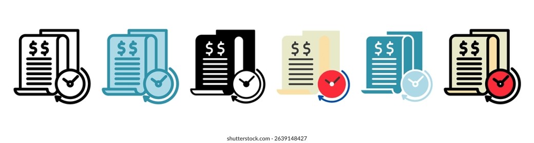 Billing History multi style, mini illustration icon. use for modern concept, print, UI, UX kit, web and app development. Vector related to account management, ecommerce, banking and finance.

