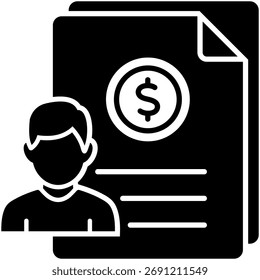 Informações de cobrança Ícone de vetor simples e claro que ilustra uma ideia ou função essencial