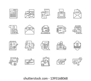 Billing line icons, signs, vector set, outline illustration concept 