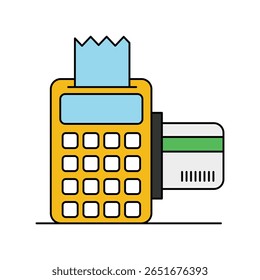 ícone de linha de cor da máquina de faturamento com fundo branco vetor ilustração de estoque