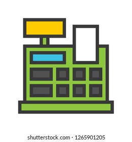 Billing machine vector, Online shopping filled design icon editable outline
