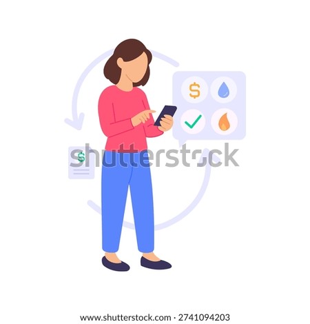Billing Management, overseeing customer billing operations, Flat vector character illustration