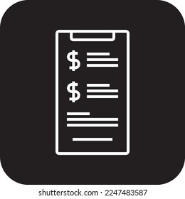 Billing Notification Fintech startup icon with black filled line style