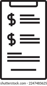 Billing Notification Fintech startup icon with black outline style