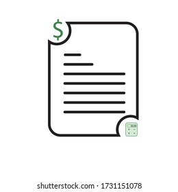 Billing page vector icon, invoice symbol. Simple, flat design for web or mobile app