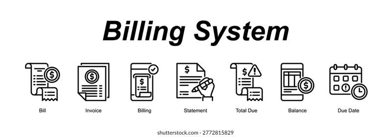 Billing System banner web icon vector illustration concept with an icon of Bill, Invoice, Billing, Statement, Total Due, Balance, Due Date