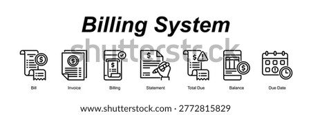 Billing System banner web icon vector illustration concept with an icon of Bill, Invoice, Billing, Statement, Total Due, Balance, Due Date
