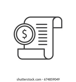 Billing thin line icon. Receipt, check icon.