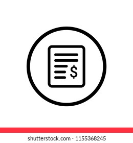 Billing vector icon, invoice symbol. Simple, flat design for web or mobile app