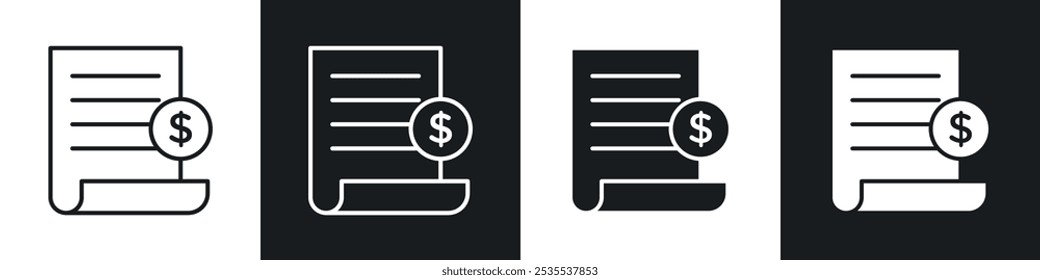 Billing vector icon set in black and white. EPS 10 illustration