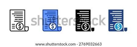 Billing web icon with multiple style collection