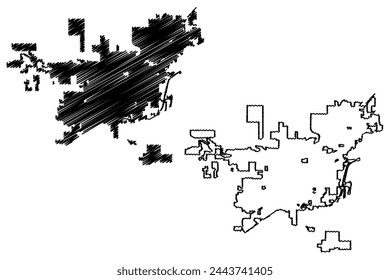 Billings City, Montana (Vereinigte Staaten von Amerika, Vereinigte Staaten von Amerika, USA, USA Stadt) Karte Vektor-Illustration, Kritzel-Skizze Stadt von Billings Karte