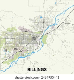 Billings, Montana, United States map poster art